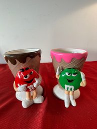 Galerie 2004 M&Ms Green And Red Ice Crean Cone Sundae Cups Collectibles