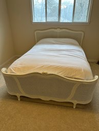 White Wicker Queen Mattress  & Bed Frame
