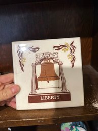 Vintage AMERICAN OLEAN TILE CO CERAMIC 'LIBERTY BELL' 6 X 6 1970s