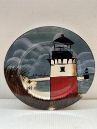 Sakura David Carter Brown By The Sea Lighthouse Plate