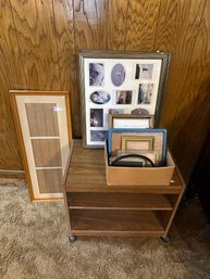 Lot Of Picture Frames And Rolling Stand