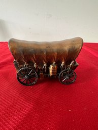 Banthrico Vintage Covered Wagon Coin Bank -1974 Metal Brass Plated