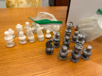 Marble Chess Pieces As Is