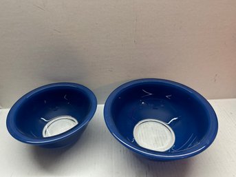 Clear Bottom Pyrex, 2 Dark Blue Clear Bottom Pyrex Bowls