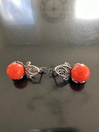 Vintage Red Coral Earrings