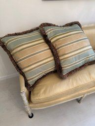 2 Silk Blue/Gold Pillows