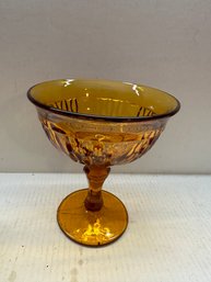 Vintage Amber Glass Goblet/ Pedestal Bowl