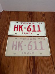Texas 1974 Matching License Plates
