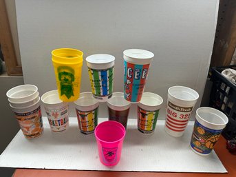 Lot Of Vintage Plastic Texas Advertising Cups