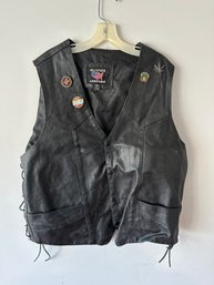 All-State Leather Motorcycle Vest Black Size 3XL Lonestar Rally Snap Buttons