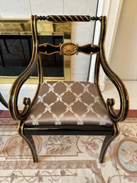 Pair Of Luxury Baroque Chairs With Armrests Black  Gold  Cream - Luxury Desk Chair