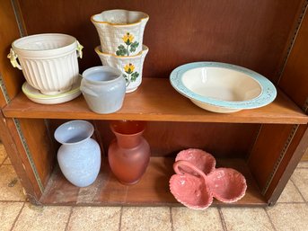 2 Shelf Lot/ Vases, Planters, Etc