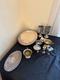 Lot Of Silverplate & Wilton Pewter Cups