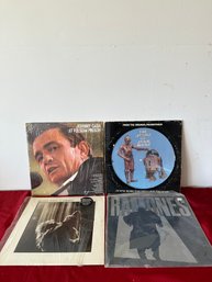 Lot Of 4 Vinyl Records: Johnny Cash, Ramones Etc