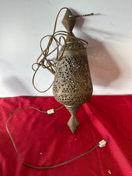 Moroccan Pierced Lantern / Antique Brass / Electric Hanging Lamp