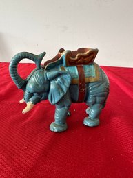 Vintage Cast Iron Elephant Bank Mechanical Trunk / Tail Metal Elephant Bank