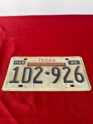1989 Texas Dealer License Plate
