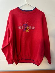 Vintage Y2K Winnie The Pooh Bear Red Pullover Sweatshirt Crewneck Embroidered XL