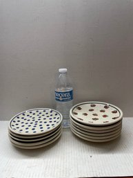 11 Small Polish Pottery Plates