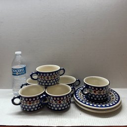 Polish Pottery Mug And Saucer Plates