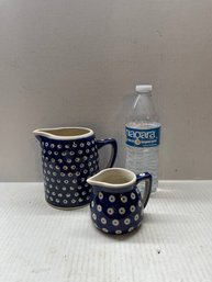 2 Polish Pottery Pitchers