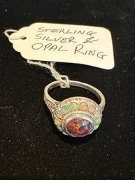 Sterling Silver And Opal Ring