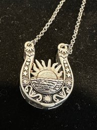 Sterling Silver Horseshoe And Sun Urn Necklace For Ashes