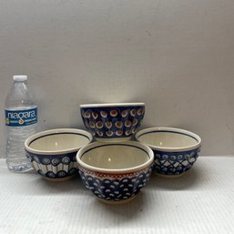 4 Polish Pottery Bowls