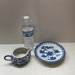 Two Piece Blue And White China