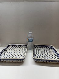 Two Polish Pottery Serving Dishes