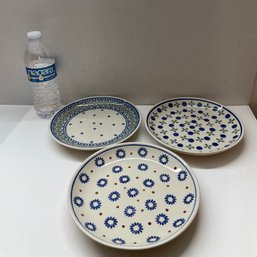 3 Polish Pottery Plates