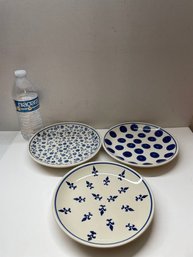 3 Polish Pottery Plates