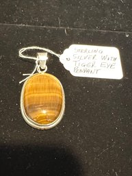 Sterling Silver W/Tiger Eye Pendant