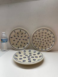 3 Polish Pottery Plates