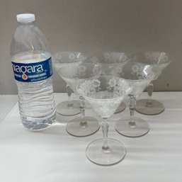 9 Morgantown Etched Crystal Glasses