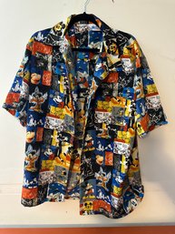 Disneyland Resort Mickey Mouse Donald Duck Button Down Shirt Large Vintage
