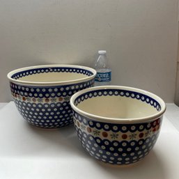 Two Large Polish Pottery Bowls