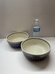 Two Medium Polish Pottery Bowls