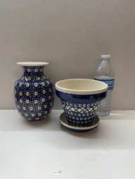 Polish Pottery Pot And Vase