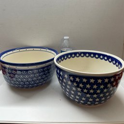 Two Large Polish Pottery Bowls