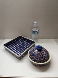 Two Polish Pottery Dishes