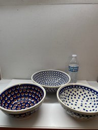 3 Bowl Polish Pottery Set