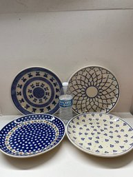 Polish Pottery 4 Plates Mixed