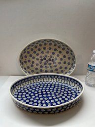 Two Polish Pottery Serving Dishes