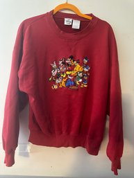 Vintage Red Disney Embroidered Sweatshirt Mickey Mouse Large