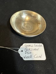 Small Silver Persian Dish With Coin