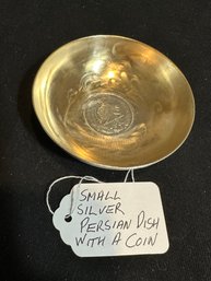 Small Silver Persian Dish With Coin