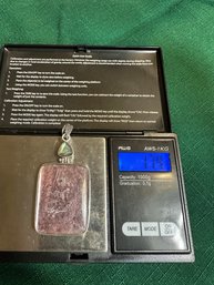 Sterling Silver Pink Stone Pendant 17.4 Grams