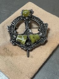 Vintage 1960s Celtic Jewellery Pewter And Faux Connemara Marble