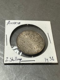 1936 Austria 2 Schilling Silver Coin Eugen Von Savoyen